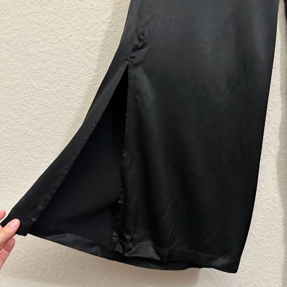 JOHNNY WAS Paradiso High Slit Pants Black Wide Leg Satin Lagenlook NWT - Picture 8 of 16